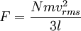 F = \frac{Nmv_{rms}^2}{3l}