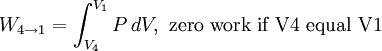 W_{4\to 1} = \int_{V_4}^{V_1} P \, dV, \, \, \text{zero work if V4 equal V1}