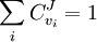 \sum_i C^J_{v_i} = 1