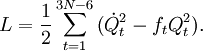 L = \frac{1}{2} \sum_{t=1}^{3N-6} \big( \dot{Q}_t^2 - f_t Q_t^2 \big).