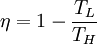 \eta=1-\frac{T_L}{T_H}