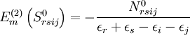 E_m^{(2)}\left( S_{rsij}^{0} \right) = - \frac{N_{rsij}^{0}}{\epsilon_r +\epsilon_s - \epsilon_i - \epsilon_{j}}