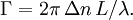 \Gamma=2 \pi\, \Delta n\, L/\lambda.