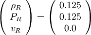 \left( \begin{array}{c}\rho_R\\P_R\\v_R\end{array}\right) = \left( \begin{array}{c}0.125\\0.125\\0.0\end{array}\right)