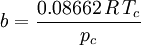 b = \frac{0.08662\,R\,T_c}{p_c}