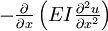 \textstyle{-\frac{\partial}{\partial x}\left(EI\frac{\partial^2 u}{\partial x^2}\right)}\,