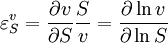 \varepsilon^v_S = \frac{\partial v}{\partial S} \frac{S}{v} = \frac{\partial \ln v}{\partial \ln S}