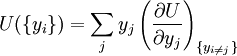 U(\{y_i\})=\sum_j y_j\left(\frac{\partial U}{\partial y_j}\right)_{\{y_{i\ne j}\}}