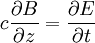 c  {\partial B \over \partial z} = {\partial E \over \partial t}