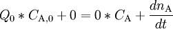 Q_0*C_{\mathrm{A},0} +0 = 0*C_{\mathrm{A}} + \frac{dn_{\mathrm{A}}}{dt}