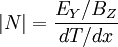 |N|=\frac{E_Y/B_Z}{dT/dx}
