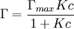 {\Gamma} = \frac{\Gamma_{max} K c}{1 + K c}