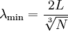 \lambda_{\rm min} = {2L \over \sqrt[3]{N}}