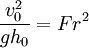 \frac{v_0^2}{gh_0} = Fr^2