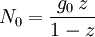 N_0 = \frac{g_0\,z}{1-z}