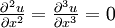 \textstyle{\frac{\partial^2 u}{\partial x^2} = \frac{\partial^3 u}{\partial x^3} = 0}\,