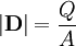 |\mathbf{D}| = \frac{Q}{A}