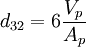 d_{32} = 6\frac{V_p}{A_p}