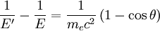 \frac{1}{E^\prime} - \frac{1}{E} = \frac{1}{m_e c^2}\left(1-\cos \theta \right)