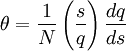 \theta = \frac{1}{N}\left(\frac{s}{q}\right)\frac{dq}{ds}