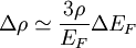 \Delta\rho \simeq \frac{3\rho}{E_F} \Delta E_F