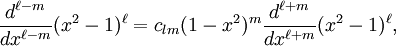 \frac{d^{\ell-m}}{dx^{\ell-m}} (x^2-1)^{\ell} = c_{lm} (1-x^2)^m  \frac{d^{\ell+m}}{dx^{\ell+m}}(x^2-1)^{\ell},