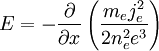 E = - \frac{\partial}{\partial x} \left(\frac{m_e j_e^2}{2 n_e^2e^3}\right)