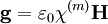 \mathbf{g} = \varepsilon_0 \chi^{(m)} \mathbf{H}