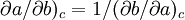 \partial a/\partial b)_c = 1/(\partial b/\partial a)_c