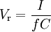 V_\mathrm{r} = \frac{I}{fC}