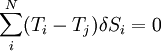 \sum_{i}^N(T_i-T_j)\delta S_i=0