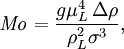 \mathit{Mo} = \frac{g \mu_L^4 \, \Delta \rho}{\rho_L^2 \sigma^3},