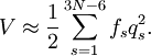 V \approx \frac{1}{2} \sum_{s=1}^{3N-6} f_s q_s^2.