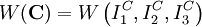 W(\mathbf{C}) = W\left(I_1^C, I_2^C, I_3^C \right)