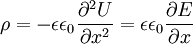 \rho=-\epsilon \epsilon_0 \frac{\partial^2 U}{\partial x^2}= \epsilon \epsilon_0 \frac{\partial E}{\partial x}