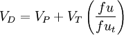 {V_{D}} = {V_{P}} + {V_{T}} \left(\frac{fu}{fu_{t}}\right)