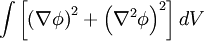 \int\left[\left(\nabla\phi\right)^2+\left(\nabla^2\phi\right)^2\right]dV