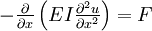 \textstyle{-\frac{\partial}{\partial x}\left(EI\frac{\partial^2 u}{\partial x^2}\right)} = F\,