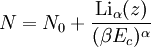 N = N_0+\frac{\textrm{Li}_\alpha(z)}{(\beta E_c)^\alpha}