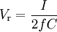 V_\mathrm{r} = \frac{I}{2fC}