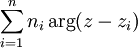 \sum_{i=1}^n n_i\arg(z-z_i)