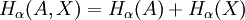 H_\alpha(A,X) = H_\alpha(A) + H_\alpha(X)\;