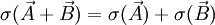 \sigma(\vec{A}+\vec{B})=\sigma(\vec{A})+\sigma(\vec{B})