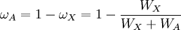 \omega_A=1-\omega_X=1-\frac{W_X}{W_X+W_A}