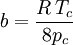 b = \frac{R\,T_c}{8p_c}