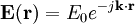 \mathbf{E}(\mathbf{r}) = E_0 e^{-j \mathbf{k} \cdot \mathbf{r} }