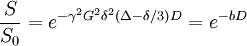 \frac{S}{S_0} = e^{-\gamma^2 G^2 \delta^2 \left( \Delta - \delta /3 \right) D} = e^{-b D}\,