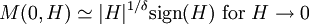 M(0,H) \simeq |H|^{1/ \delta} \operatorname{sign}(H)\mbox{ for }H \rightarrow 0