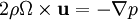 2\rho\Omega\times{\mathbf u}=-\nabla p