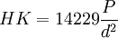 HK = 14229 \frac{P}{d^2}